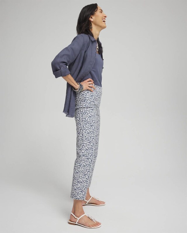 Brigitte Reef Print Slim Cropped Pants - image 2